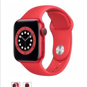 Apple Watch series 6. Product (Red) with Black band
